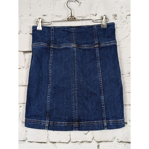 FREE PEOPLE Y2K 90s Women's Femme Corset High Waisted Stretch Denim Skirt Size 4 - Picture 5 of 8